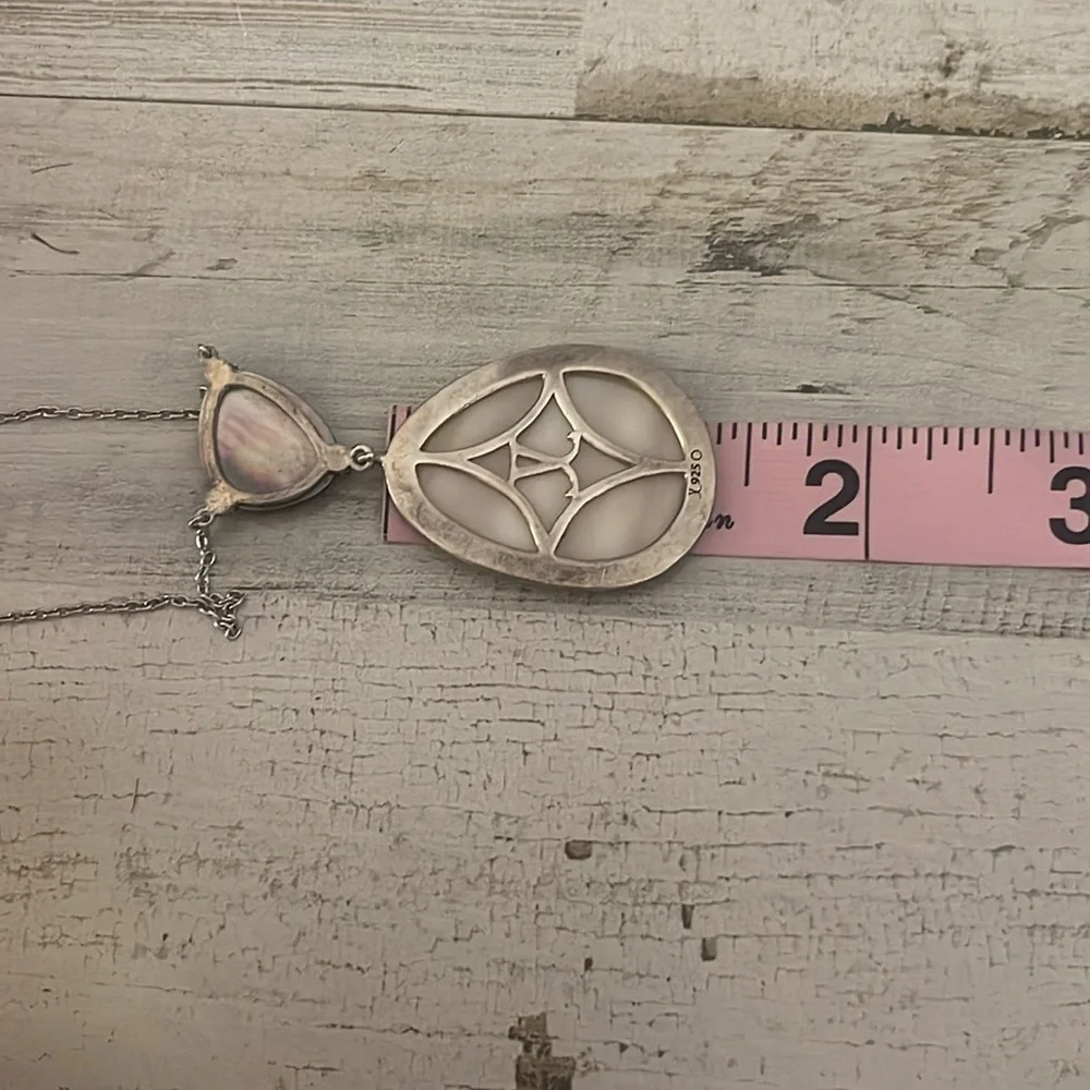 Judith Jack Sterling Silver Mother of Pearl Marcasite Pendant Necklace